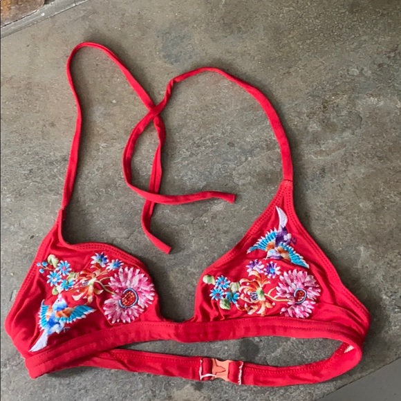 Other - Embroidered red bikini top
